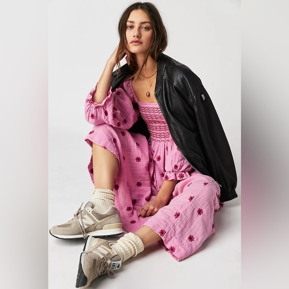 NWT Free People Dahlia Embroidered Maxi Dress in Lollipop Combo XS - Picture 3 of 4